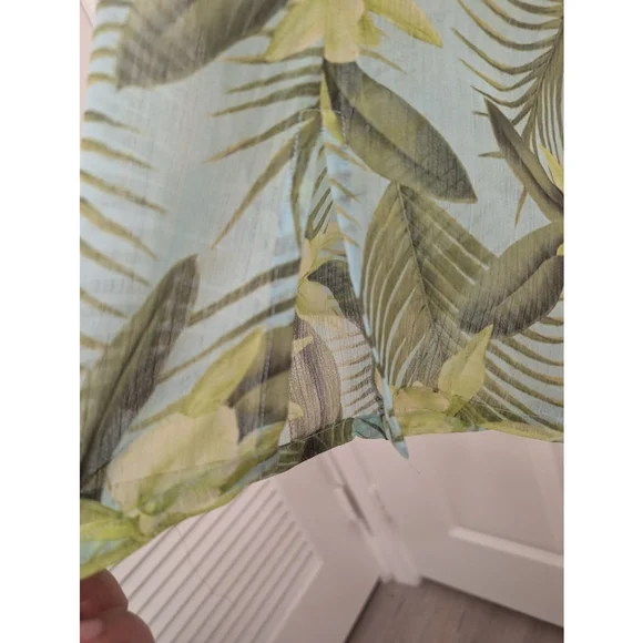Women's Tommy Bahama Green Blue Floral Tropical Wide Leg Pants Swim Cover Up L - Picture 3 of 7